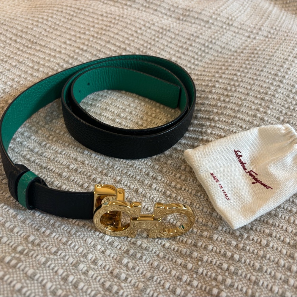 FERRAGAMO Double Gancio Leather Belt